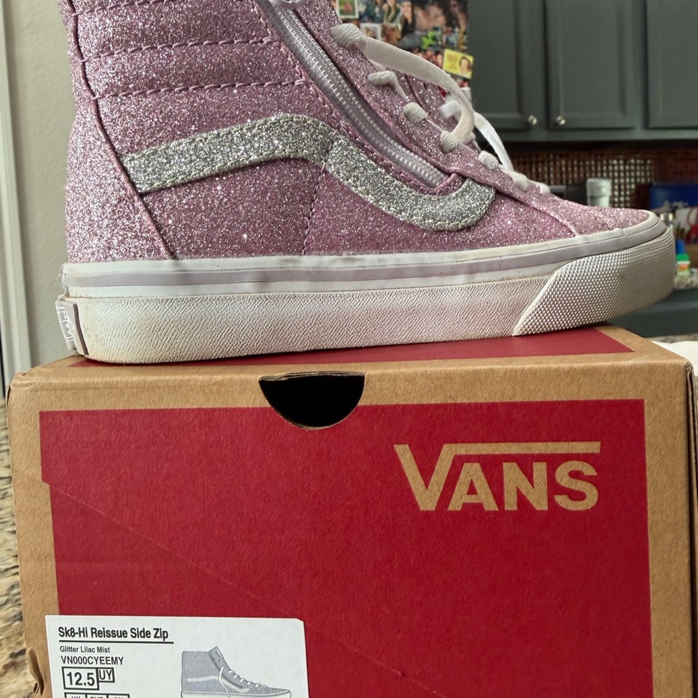 Vans Pink Glitter High-Tops with Silver Accents